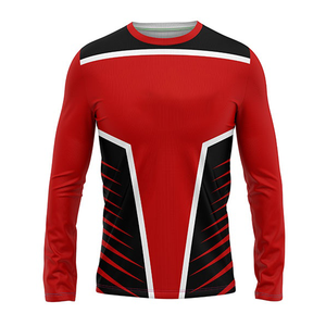 Maillot de football personnalisé pour équipe, en polyester, pour hommes, sublimé, rouge et noir, à manches longues, uniforme de football américain - Product Image 6