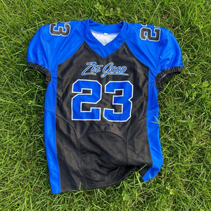 Camiseta de Fútbol Americano Zee Good 23 Azul y Negra para Hombre, Manga Corta, Cuello en V, Transpirable, de Poliéster, Talla Adulto - Product Image 4