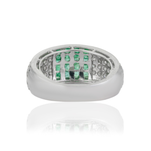 Premium Quality 925 Sterling Silver Natural Emerald & Diamond Wide Band <b>Dome</b> Style Fine <b>Ring</b> Jewelry for Women's - Product Image 6