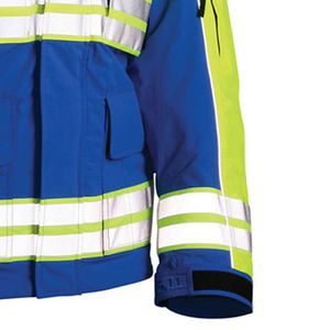 Veste de sécurité personnalisée en polyester imperméable haute visibilité pour l'hiver, col montant, fermeture éclair, bandes réfléchissantes pour le travail, vente en gros OEM - Product Image 5