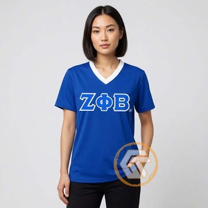 GREEK TREASURES เสื้อยืดผู้หญิง Zeta Phi Beta Sorority แบบลำลอง ผ้าเจอร์ซีย์ปักตัวอักษร ระบายอากาศได้ดี คอกลม ผ้าฝ้าย 100% - Product Image 3