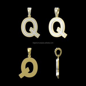 Personalizado 10Kt blanco amarillo oro colgante Q nuevo diseño personalizado VVS Moissanite nombre letra colgante collar con certificación IGI - Product Image 2