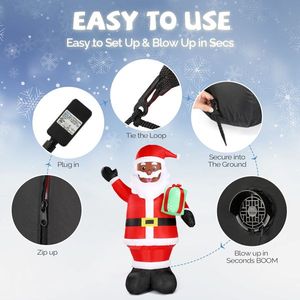 Babbo Natale Gonfiabile Illuminato in PVC da 2,1 m con Regalo, Decorazioni da Giardino Nere - Product Image 5
