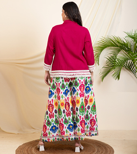 DEEBACO Conjunto de Camisa Casual Estampada de Rayón hasta el Tobillo y Pantalones Palazzo para Mujer, Transpirable, Estilo Vestido Largo Occidental - Product Image 5