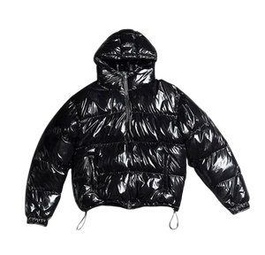OEM High Quality Shiny Nylon Puffer <b>Jacket</b> Custom Logo Windbreaker <b>Jacket</b> Hooded Heavyweight Winter Puffer <b>Jacket</b> - Product Image 1