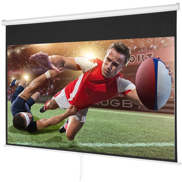 100 Inch Manual Retractable Pull Projector Screen 16:9 4K 1080 HD Auto Locking Portable Movie Screen with Fresnel Material
