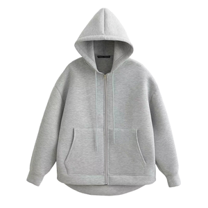 Custom Unisex Winter Heavyweight Full <b>Zip</b> Hoodie Wholesale Oversized Plain Polyester/Cotton Fleece Sweatshirt - Product Image 2