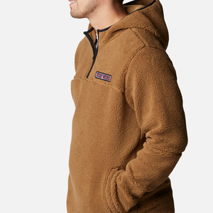 Men's Hooded Fleece Quarter Zip Thermal Sweatshirt Solid Color Front Logo Casual Winter Wear Oversized Fit 100% Cotton - Product Image 2