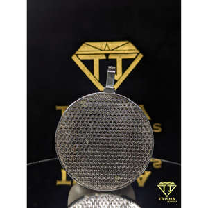 Colgante redondo personalizado de alta calidad con nombre, diamantes cultivados en laboratorio VVS, plata de ley 925, joyería hip hop de Trisha Jewels - Product Image 6