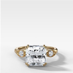 Bagues de fiançailles solitaires en diamant de laboratoire taille radiant 1 carat, en or massif 14K/18K, serties clos, pour mariage et demande en mariage, minimalistes, avec alliances de 2 mm - Product Image 1