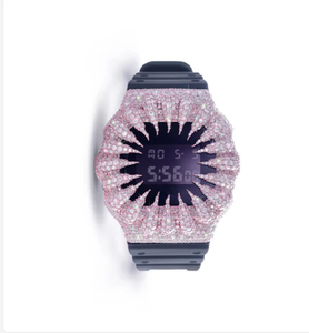 Luxury Women's Pink Crystal Encrusted Digital <b>Watch</b> <b>Case</b> Stainless Steel <b>Case</b> Moissanite Stainless Steel Band 10 Bar Water - Product Image 1
