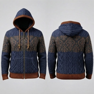 Sweat à capuche d'hiver en coton tricoté 100% premium, impression numérique de logo personnalisé, vente en gros, molleton bouclette épais, pull unisexe vierge - Product Image 4