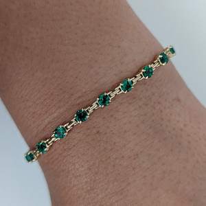 Emerald Claw Prong Tennis Bracelet 925 Sterling Silver 14K Gold Plated Fully Customizable Luxury Jewelry - Product Image 4