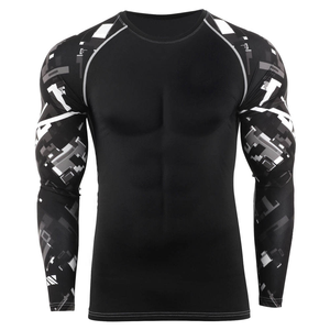 ปรับแต่งโลโก้ของคุณเอง เสื้อรัดกล้ามเนื้อแขนยาวสำหรับผู้ชาย MMA ระบายอากาศได้ดี แห้งเร็ว สวมใส่สบาย ผลิตโดย FLP Gears - Product Image 3
