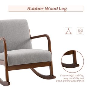 Poltrona in Lino Grigio Resistente con Base in Legno Imbottita, Stile Eco-Friendly per Soggiorno, Camera da Letto o Bar - Product Image 6