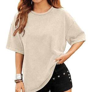 Camiseta Oversize con Hombros Caídos y Lavado Ácido para Mujer, con Logotipo Personalizado y Estampado, Ropa Casual para Mujer, Camisetas con Lavado Ácido - Product Image 1