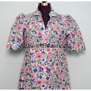 Vestido Maxi de Verano con Estampado Floral, 100% Algodón, Cuello en V, Elegante, para Oficina, Moda Femenina - Product Image 2
