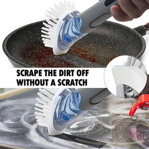 Set di 2 Spazzole per Piatti con Dispenser di Sapone e Supporto, Kit per Pulizia e Lavaggio per Casa o Ufficio - Product Image 2