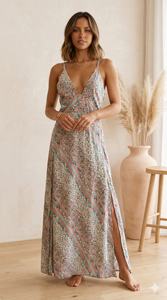 Vestidos Maxi Casuales de Verano Coreanos con Estampado Geométrico, Cuello en V, Sin Mangas, de Seda Tejida India Bohemia Natural Estilo Y2K, Talla Única - Product Image 2