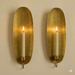 Support mural vintage en laiton pour bougie, bougeoir décoratif en laiton, bougeoir artisanal en laiton, bougeoir de luxe en laiton - Product Image 1