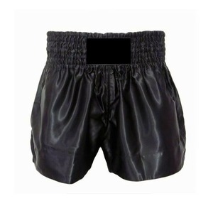 Unisex <b>Black</b> Polyester Boxing Shorts Regular Fit Stretch Breathable Martial Arts Wear Adult Size Custom Logo Front Position - Product Image 1