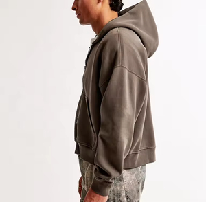 Sweat à capuche zippé surdimensionné personnalisé de haute qualité pour homme, prix abordable, double fermeture éclair, molleton épais en coton, impression en relief, hiver - Product Image 3