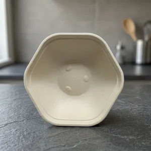 Most Popular Pulp Moulded Disposable 360 Inch Hexa <b>Bowl</b> Eco Friendly Compostable Food Serving <b>Bowl</b> for Parties and Events - Product Image 2