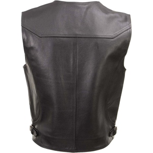 Gilet de motard en cuir de vachette véritable personnalisé pour homme, noir, avec boutons-pression, gilet de moto classique, gilet de club cruiser - Product Image 2