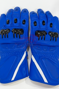 Guantes de Motociclismo de Cuero Azul, Protección Completa para los Nudillos, Guantes de Motocicleta para Pista, OEM - Product Image 5