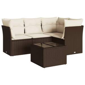 Ensemble de canapés de jardin en rotin PE brun avec coussins crème, design contemporain, imperméable, pour usage extérieur - Product Image 4