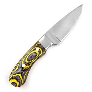 Couteau de chasse et de camping à lame fixe en acier inoxydable de qualité industrielle Nordic Forge, manche en bois Pakka, lame pleine longueur à biseau - Product Image 3