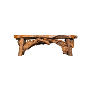 Banc en racine de teck rustique fait main, mobilier d'extérieur pour villa, avec une esthétique naturelle et un charme robuste ARTERRA - Product Image 3