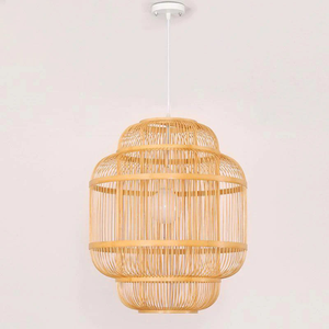 Lampe suspendue en rotin tressé pour la décoration du plafond de la maison, lampe suspendue naturelle et éclairage intérieur - Product Image 1