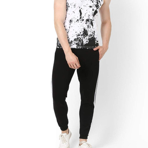 <b>Men's</b> Black Sweatpants With <b>White</b> Side Stripes Elastic Waist Casual Jogger <b>Pants</b> Breathable Knitted Fabric Autumn Wear - Product Image 4
