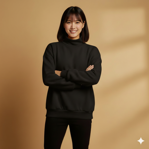 <b>Women's</b> Oversized Mockneck Fashion <b>Top</b> Loose Fit Long Sleeve Pullover <b>for</b> Contemporary Casual Wardrobe Needs - Product Image 4