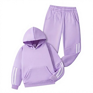 Lavender Women Hoodie and Jogger Set Solid Color Two Piece Tracksuit Casual Lounge Outfit Full Sleeve Fleece Sportswear - Product Image 1