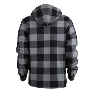 Custom <b>Men's</b> Casual Hooded Winter Fleece <b>Jacket</b> Oversized Plaid <b>Flannel</b> Canvas Zipper Quick Dry Regular Sleeve Streetwear - Product Image 2