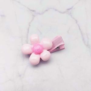 Set de pinzas para el cabello de niña, de aluminio y cinta, color rosa dulce, con lazo de flor 3D, cereza y conejito, cómodas y seguras. - Product Image 2