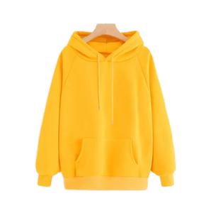 เสื้อสเวตเชิ้ตผู้หญิงสีเหลืองมีฮู้ด ผ้าฟลีซ สีพื้น ผ้าฝ้ายถัก ระบายอากาศได้ดี แห้งเร็ว สวมใส่สบาย มีกระเป๋า เสื้อฮู้ดสำหรับฤดูใบไม้ผลิ - Product Image 4