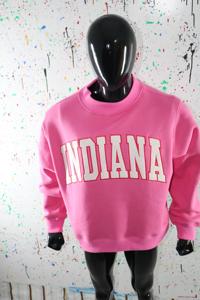 Indiana <b>Mock</b> <b>Neck</b> Pink color White color applique oversized 100% cotton heavy weight trendy Sweatshirt for women Finer Threads - Product Image 4