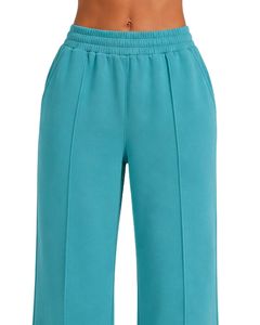Pantalon de jogging ample taille haute bleu aqua pour femme, personnalisé par le fabricant, coupe décontractée, style streetwear, pour le quotidien - Product Image 5