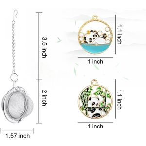 2 Pezzi Infusore da Tè in Acciaio Inossidabile a Rete, Sfera da Tè da 2,1 Pollici con Ciondolo a Panda, Filtro e Diffusore per Tè con Infusore Filtrante - Product Image 2