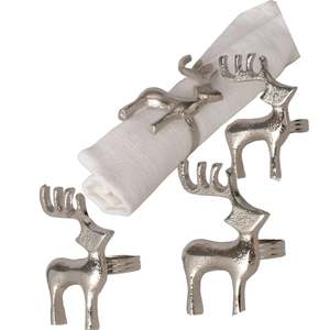 Anneaux de serviette en métal argenté en forme de cerf, décorations de table de Noël en forme de renne - Product Image 6
