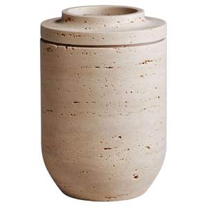 Boîte de rangement ronde en travertin de qualité supérieure, élégante décoration d'intérieur au style moderne, boîte en marbre de luxe pour l'organisation - Product Image 6