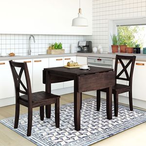 Set da Pranzo TOPMAX Espresso in Legno a 3 Pezzi: 2 Sedie e Tavolo con Funzione a Scomparsa per Spazi Ridotti - Product Image 3