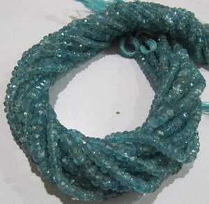 Perles d'apatite bleu ciel naturel, facettées, rondes, 3 mm, brin de 13 pouces de long - Product Image 1
