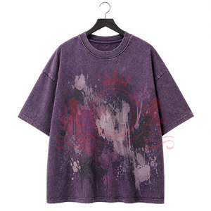Camiseta elegante para el día a día con hombros caídos, efecto descolorido, corte relajado y algodón transpirable para mayor comodidad. - Product Image 6