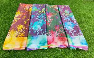 Magnifique sari en georgette soleil avec chemisier, sari ethnique tendance, sari de soirée, qualité export, fournisseur en gros - Product Image 2