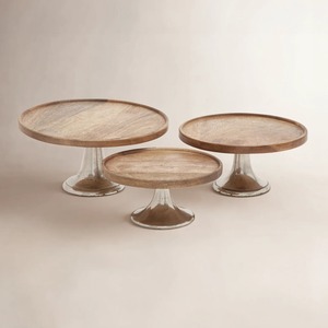 Juego de 3 Soportes Redondos para Pastel de Madera, Hechos a Mano, Acabado Natural, Forma Circular - Product Image 3