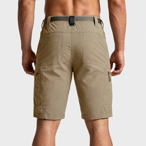 Shorts cargo bleus pour hommes, taille mi-haute, fermeture boutonnée, séchage rapide, tissu Oxford, couleur unie, décontractés, avec poches - Product Image 2